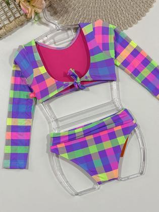 Imagem de Biquíni Infantil Siri Kids Cropped Manga Longa Thais Sweet Color 40106