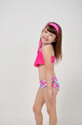 Imagem de Biquíni Infantil Top Com babado Rosa