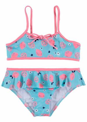 Imagem de Biquini Infantil Verão Praia Proteção UV 50 Azul Fruit Flower Malwee