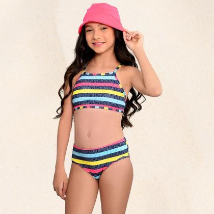 Imagem de Biquíni Juvenil Menina Proteção UV FPS 50+ Top e Tanga Colorido Beach Marujos e Sereias 265