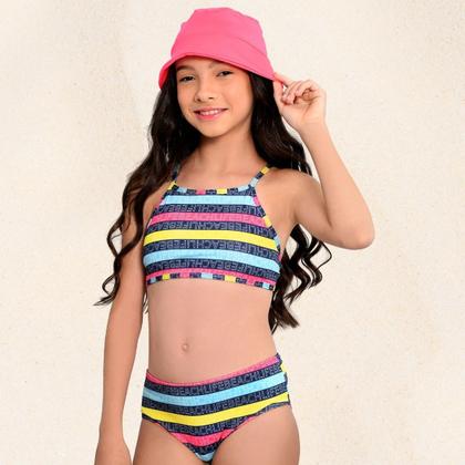 Imagem de Biquíni Juvenil Menina Proteção UV FPS 50+ Top e Tanga Colorido Beach Marujos e Sereias 265