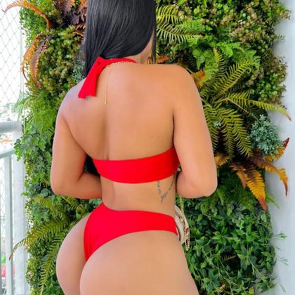 Imagem de Biquíni Liso Amarração Na Frente Com Bojo Moda Praia