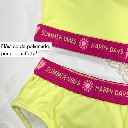 Imagem de Biquíni Liso+Calcinha Estampada Menina Proteção Uv Infantil