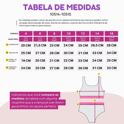 Imagem de Biquíni Liso+Calcinha Estampada Menina Proteção Uv Infantil