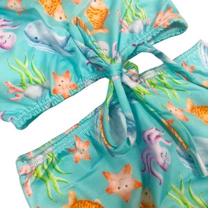 Imagem de Biquini Maiô Feminino Infantil Moda Praia Resistente Forrado  c/ Faixa de Cabelo Vários Tamanhos