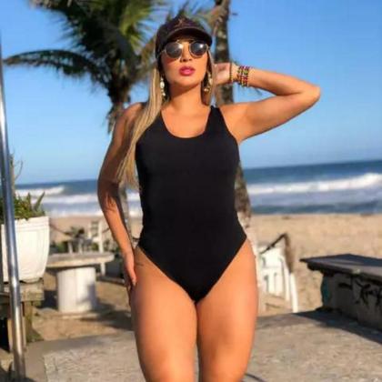 Imagem de Biquini maio feminino praia body elastico nas costas preto