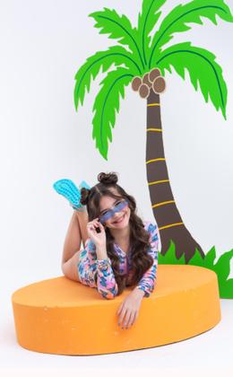 Imagem de Biquíni Maiô Infantil Moda Praia Natação Manga Longa Stitch Donuts