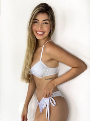 Imagem de Biquíni Meia Taça Canelado Com Aro e Bojo Calcinha Fio Duplo Verde Água