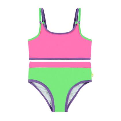 Imagem de Biquini Menina BGR em Malha Splash Proteção UV 50+ Rosa Neon