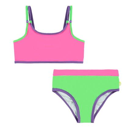 Imagem de Biquini Menina BGR em Malha Splash Proteção UV 50+ Rosa Neon