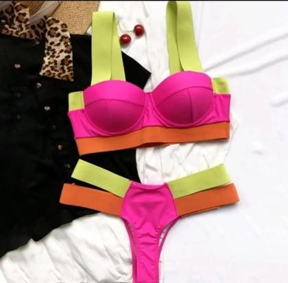 Imagem de Biquini Neon Tiras Grossa Modelo Das Gringas Fio Duplo