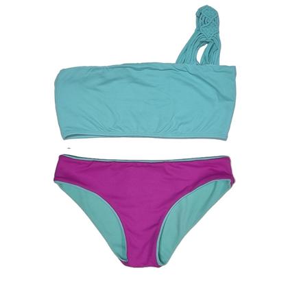 Imagem de Biquini Niki Macrame Dupla Face Verde Tiffany e roxo