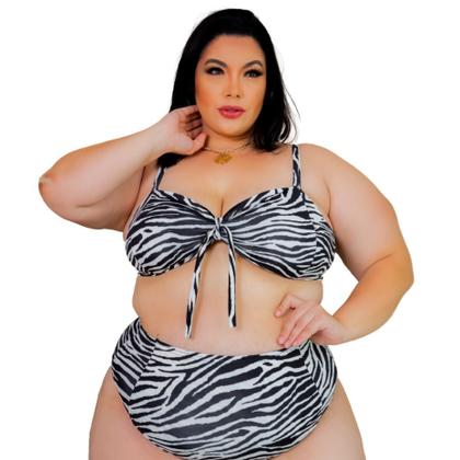 Imagem de Biquini Plus Size 2 em 1 Top Plus Calcinha Cintura Alta Nova Coleção