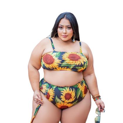 Imagem de Biquini Plus Size 2 em 1 Top Plus Calcinha Cintura Alta Nova Coleção