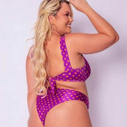 Imagem de Biquíni plus size canelado  bolinhas
