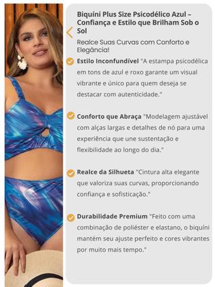 Imagem de Biquini Plus Size Cintura Alta Praia E Piscina Em Malha Fria