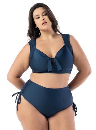 Imagem de Biquíni Plus Size Com Bojo Reforçado Cintura Alta E Textura