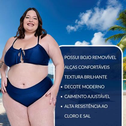 Imagem de Biquíni Plus Size Com Bojo Removível Disfarça Barriguinha