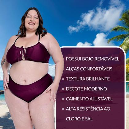 Imagem de Biquíni Plus Size Com Bojo Removível Disfarça Barriguinha