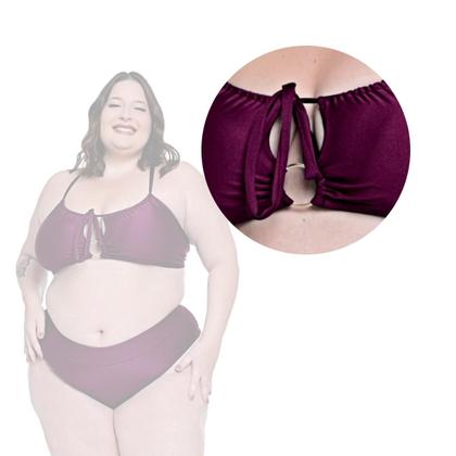 Imagem de Biquíni Plus Size Com Bojo Removível Disfarça Barriguinha