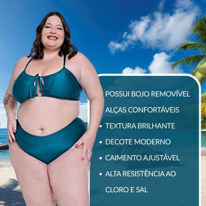 Imagem de Biquíni Plus Size Com Bojo Removível Disfarça Barriguinha