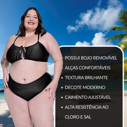 Imagem de Biquíni Plus Size Com Bojo Removível Disfarça Barriguinha