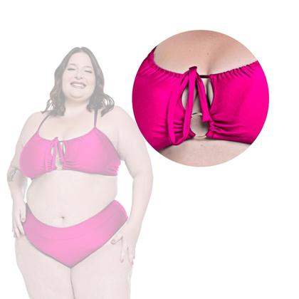 Imagem de Biquíni Plus Size Com Bojo Removível Disfarça Barriguinha