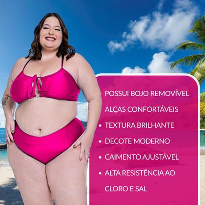 Imagem de Biquíni Plus Size Com Bojo Removível Disfarça Barriguinha