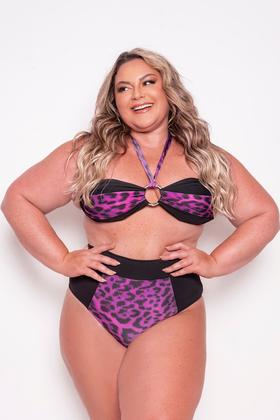 Imagem de Biquíni Plus Size Estampa De Oncinha Com Argola Busto