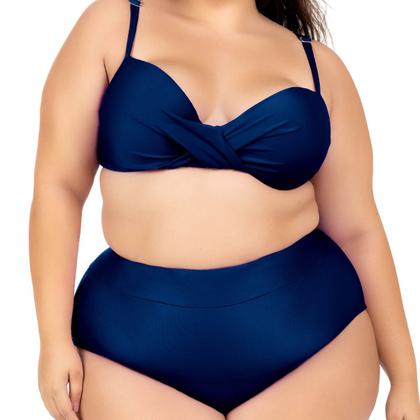 Imagem de Biquini Plus Size Feminino Com Bojo Cintura Alta Laço Verao