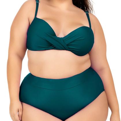 Imagem de Biquini Plus Size Feminino Com Bojo Cintura Alta Laço Verao