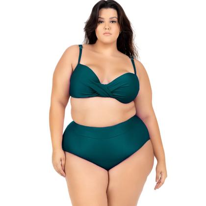 Imagem de Biquini Plus Size Feminino Com Bojo Cintura Alta Laço Verao