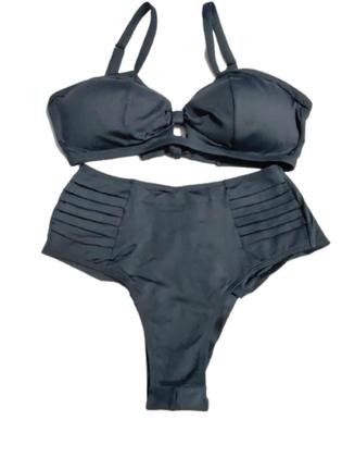 Imagem de Biquini Plus Size Liso Com Bojo Cintura Alta Fio Duplo Verao