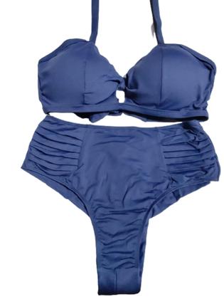 Imagem de Biquini Plus Size Liso Com Bojo Cintura Alta Fio Duplo Verao