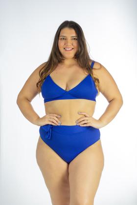 Imagem de Biquíni Plus Size Liso com Bojo V e Calcinha Hot Pant Laço