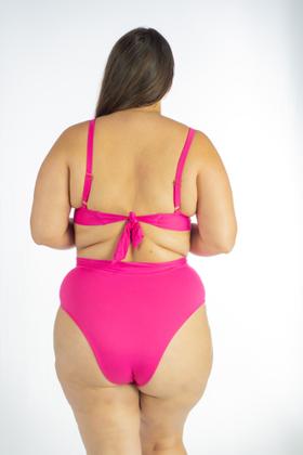 Imagem de Biquíni Plus Size Liso com Bojo V e Calcinha Hot Pant Laço