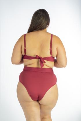 Imagem de Biquíni Plus Size Liso com Bojo V e Calcinha Hot Pant Laço
