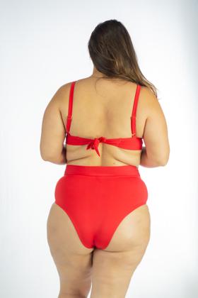 Imagem de Biquíni Plus Size Liso com Bojo V e Calcinha Hot Pant Laço