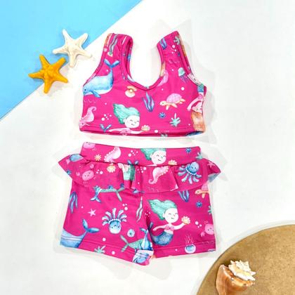 Imagem de Biquíni Praia Top + Shorts Babadinho Forrado Menina Piscina