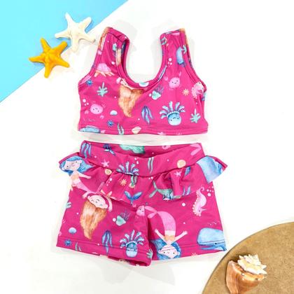 Imagem de Biquíni Praia Top + Shorts Babadinho Forrado Menina Piscina