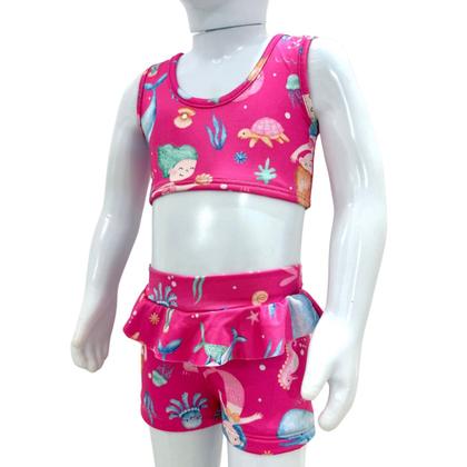 Imagem de Biquíni Praia Top + Shorts Babadinho Forrado Menina Piscina