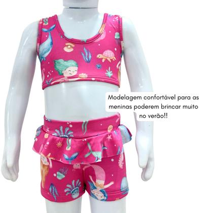Imagem de Biquíni Praia Top + Shorts Babadinho Forrado Menina Piscina