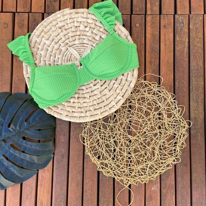 Imagem de Biquíni Retrô Estilo Meia Taça Alça Babado Calcinha Bombom