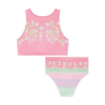 Imagem de Biquíni rosa flora proteção uv50+ infanti
