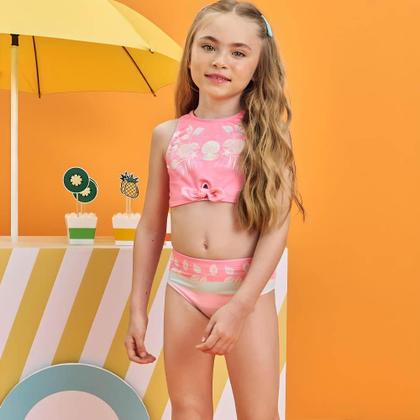 Imagem de Biquíni rosa flora proteção uv50+ infanti