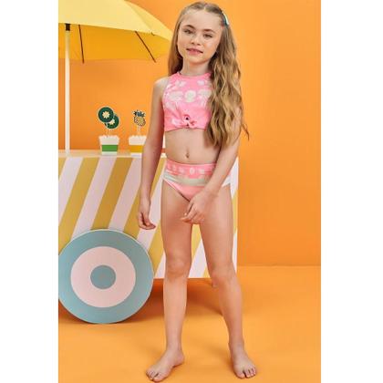 Imagem de Biquíni rosa flora proteção uv50+ infanti