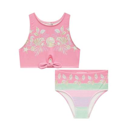 Imagem de Biquíni rosa flora proteção uv50+ infanti