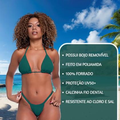 Imagem de Biquíni Sexy Fita Cortininha Fio Dental Feminino Poliamida