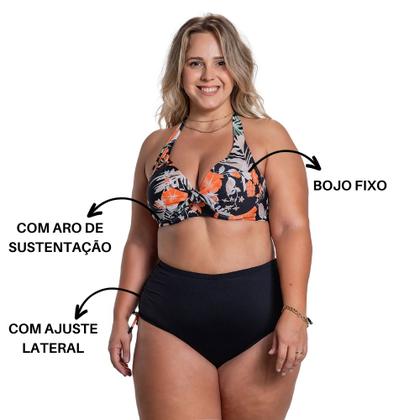 Imagem de Biquini Sunquini Plus Size Cintura Alta Com Bojo Fixo E Aro