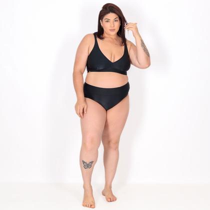 Imagem de Biquíni Top de Praia Tradicional Plus Size Decote em V Preto
